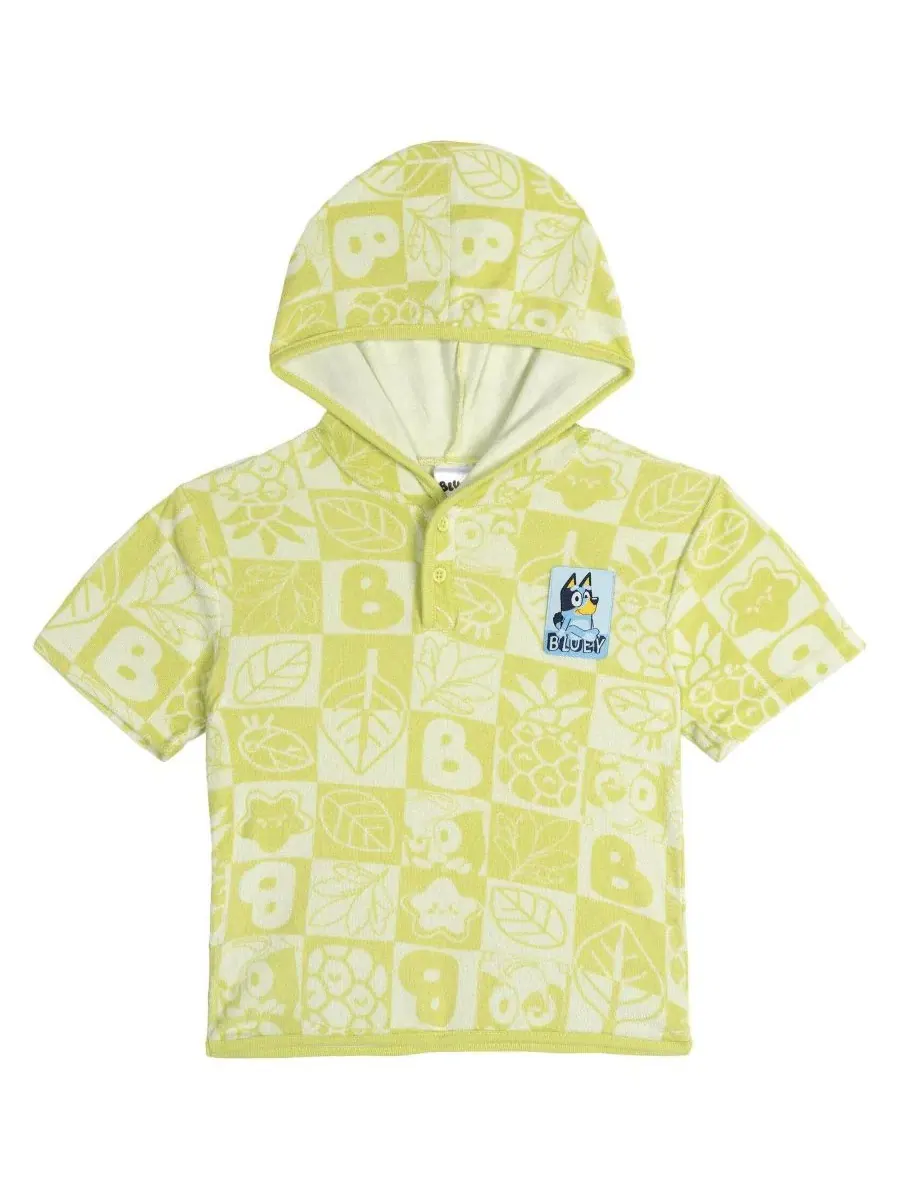 Комплект детской одежды с капюшоном и шортами Bluey Bluey Green Checker — изображение 3 из 3, зеленый