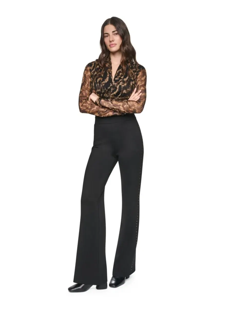 Штаны-палаццо с декором из шипов, модель Stud Detail DKNY — изображение 2 из 5, черный