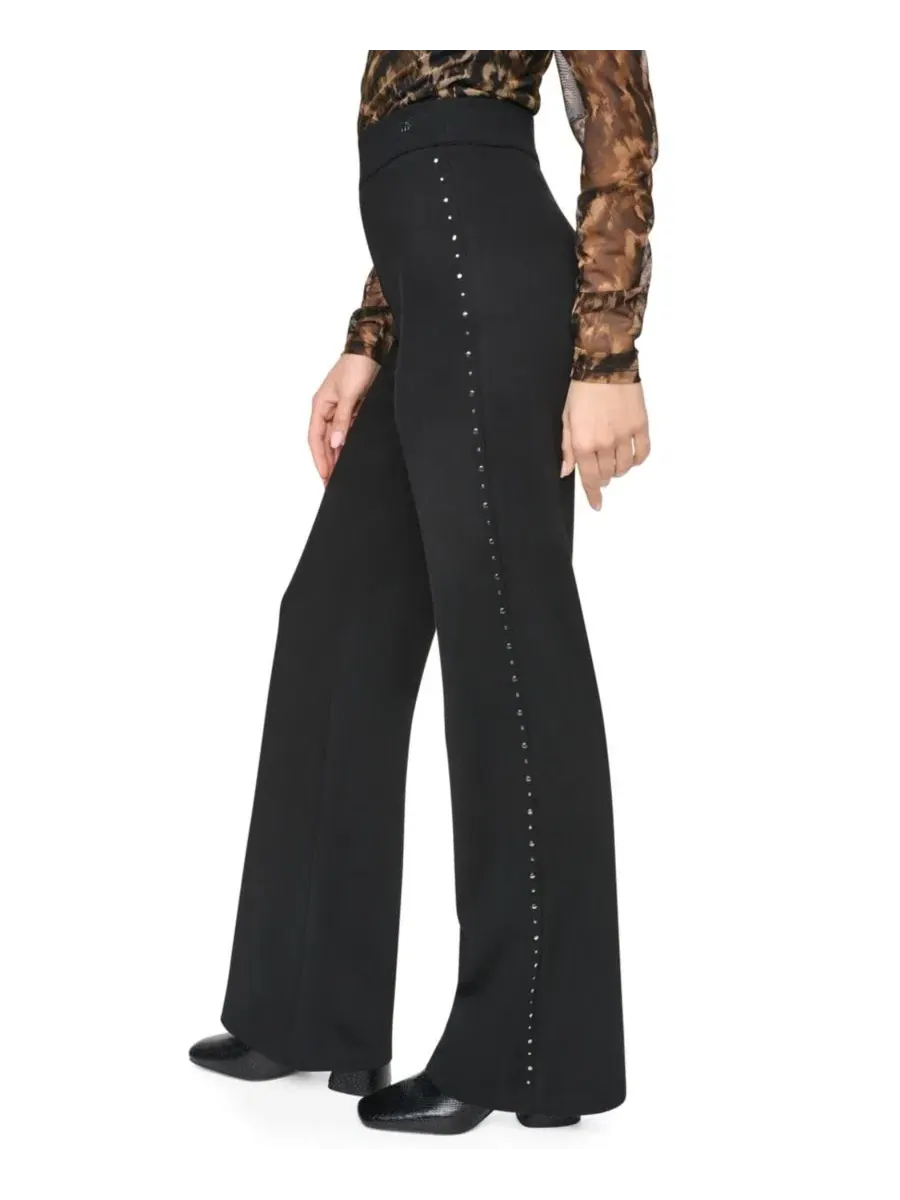 Штаны-палаццо с декором из шипов, модель Stud Detail DKNY — изображение 3 из 5, черный
