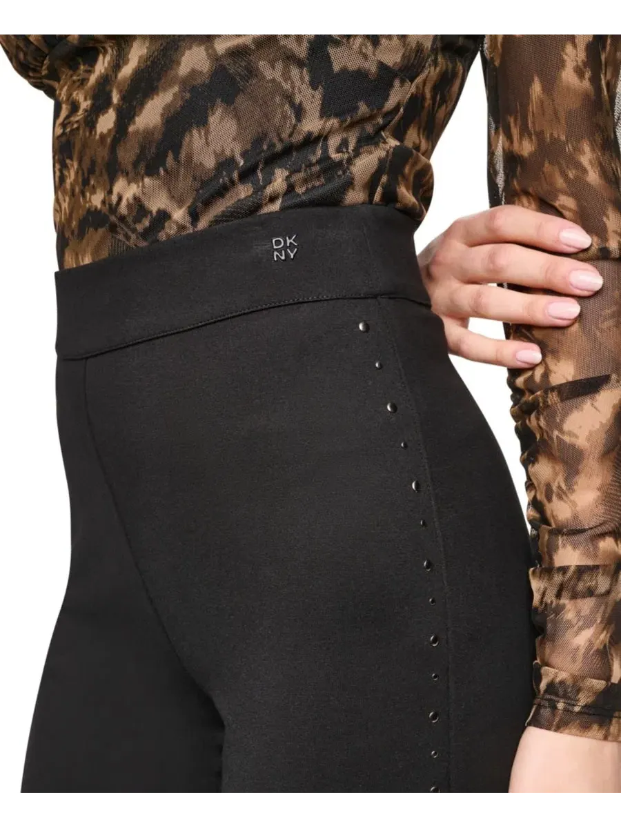 Штаны-палаццо с декором из шипов, модель Stud Detail DKNY — изображение 4 из 5, черный