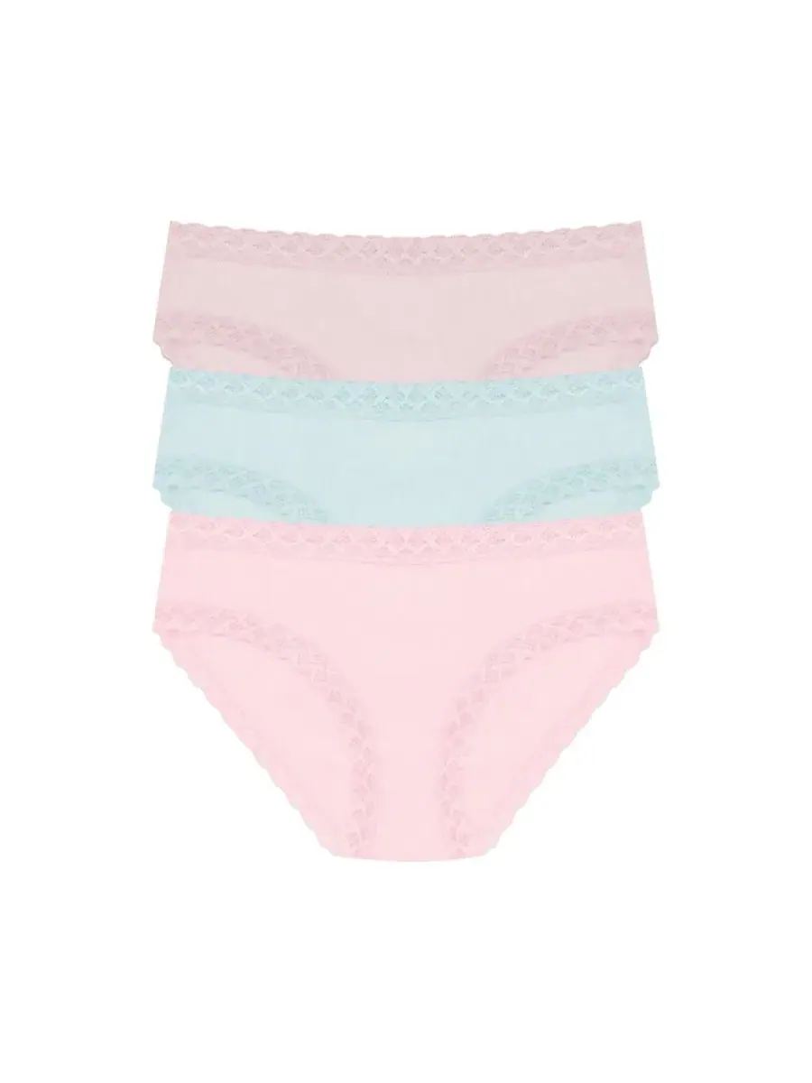 Комплект трусов из пима-хлопка с кружевной резинкой, модель Girl Brief Natori