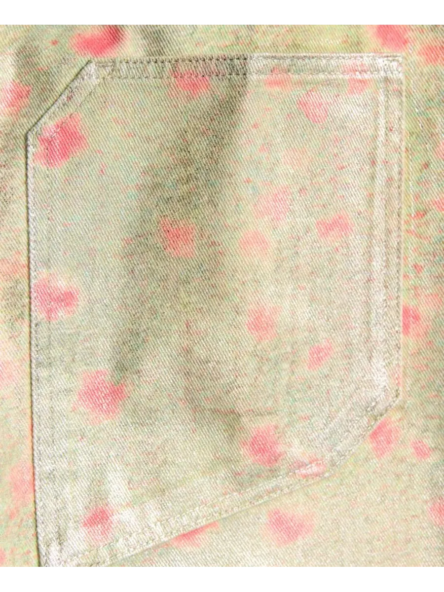 Джинсы прямого кроя с фольгированным принтом, модель Foil-Printed Straight Mid-Rise MANGO — изображение 5 из 7, серебряный