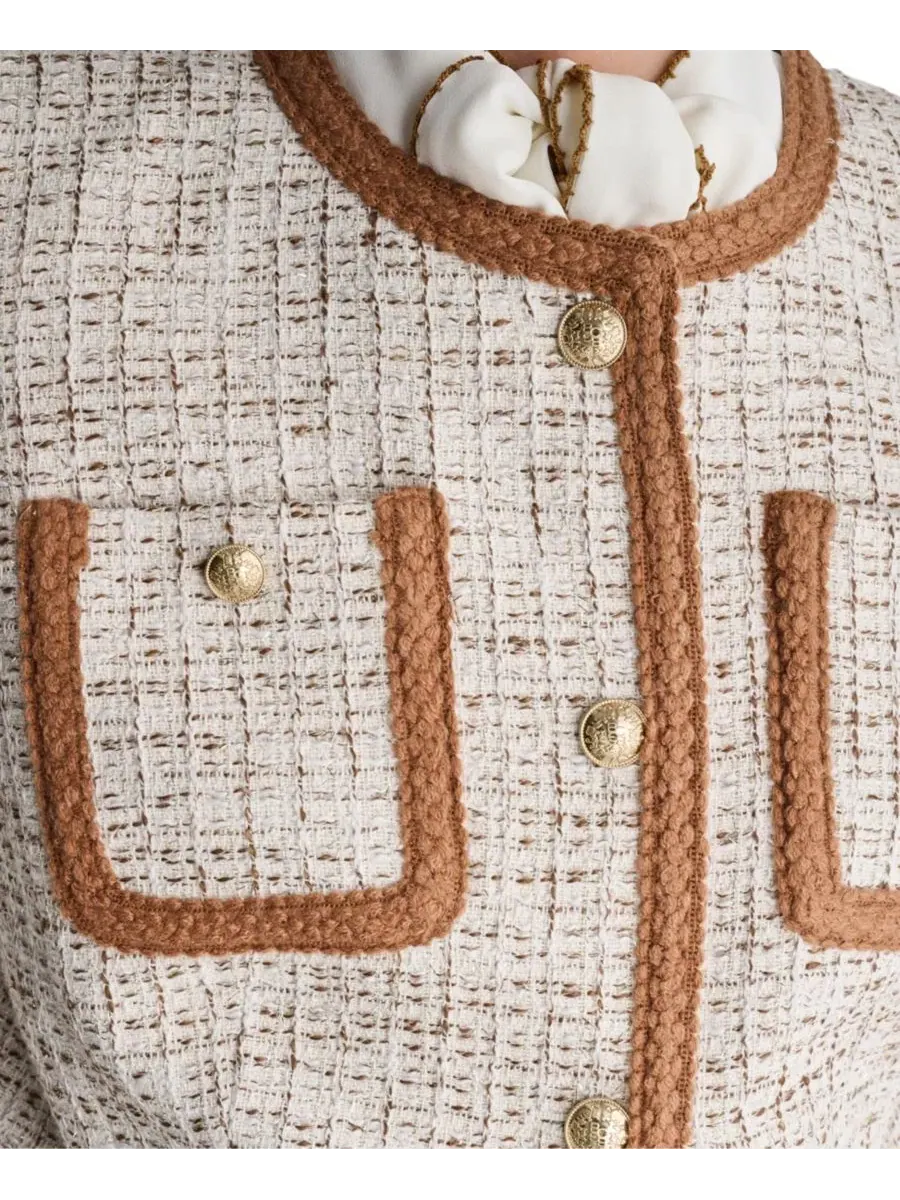 Жилет твидовый без рукавов с контрастной отделкой BCBG — изображение 9 из 10, светлый мульти