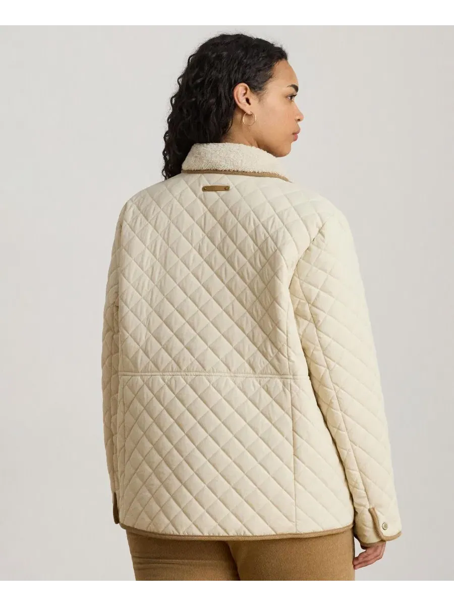 Стеганая куртка с воротником из искусственного меха Plus Size Lauren Ralph Lauren — изображение 5 из 5, кремовый
