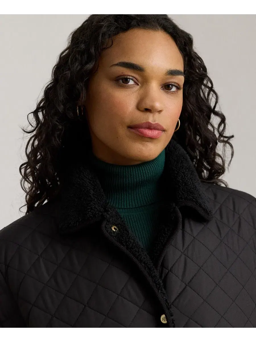 Стеганая куртка с воротником из искусственного меха, Plus Size Lauren Ralph Lauren — изображение 3 из 5, черный