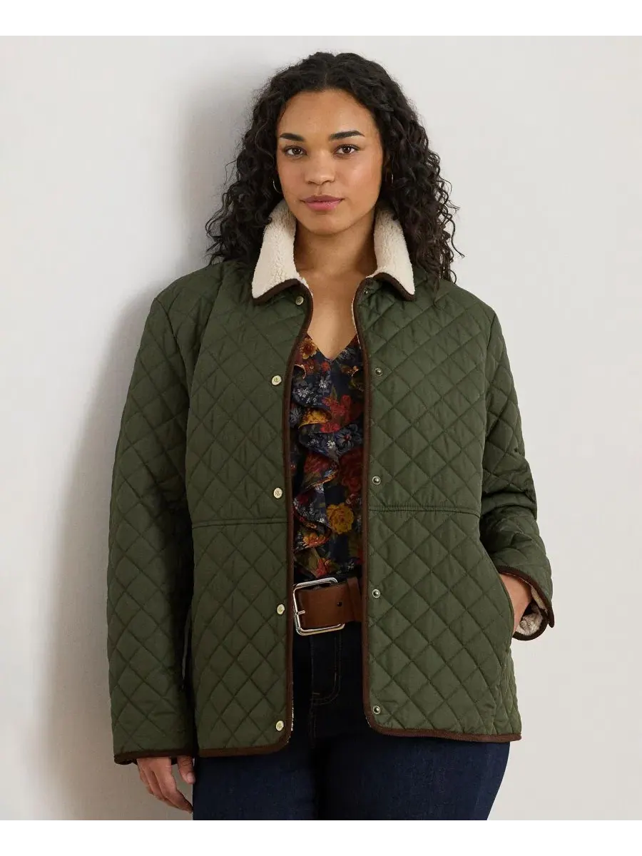 Стеганая куртка с воротником из искусственного меха, Plus Size Lauren Ralph Lauren, Litchfield Loden