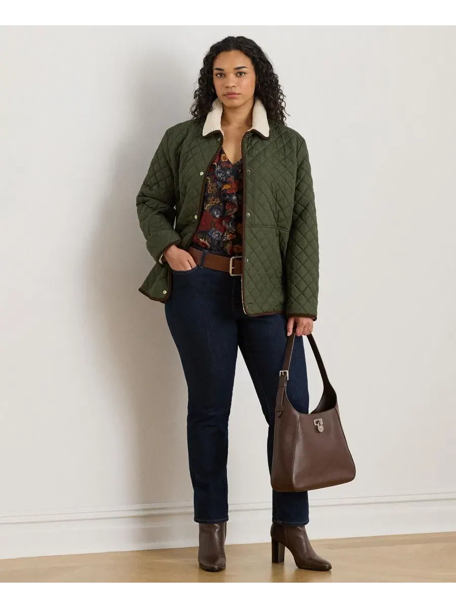 Стеганая куртка с воротником из искусственного меха, Plus Size Lauren Ralph Lauren, Litchfield Loden — изображение 2 из 5