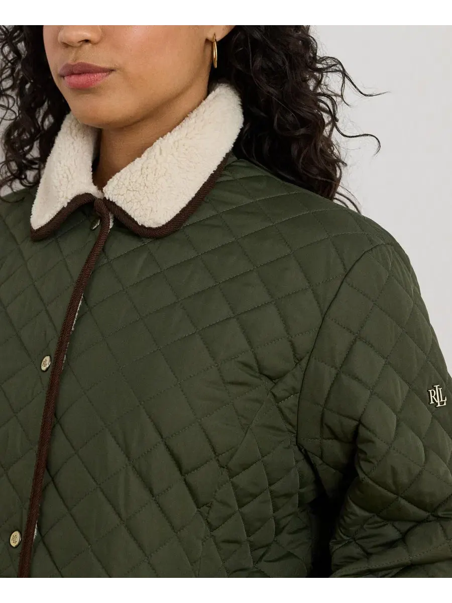Стеганая куртка с воротником из искусственного меха, Plus Size Lauren Ralph Lauren, Litchfield Loden — изображение 3 из 5