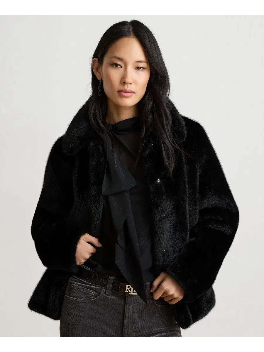 Пальто из искусственного меха с воротником и подкладкой Lauren Ralph Lauren