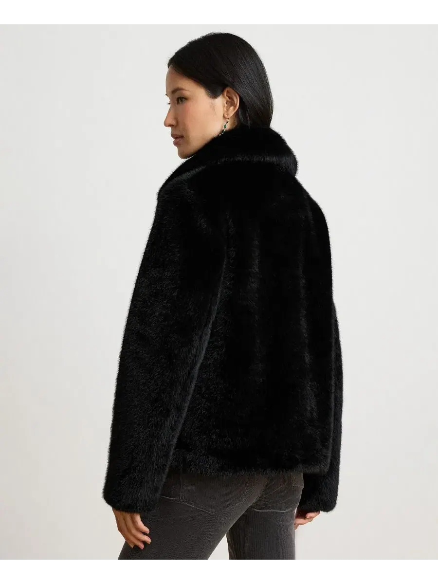 Пальто из искусственного меха с воротником и подкладкой Lauren Ralph Lauren — изображение 4 из 5, черный