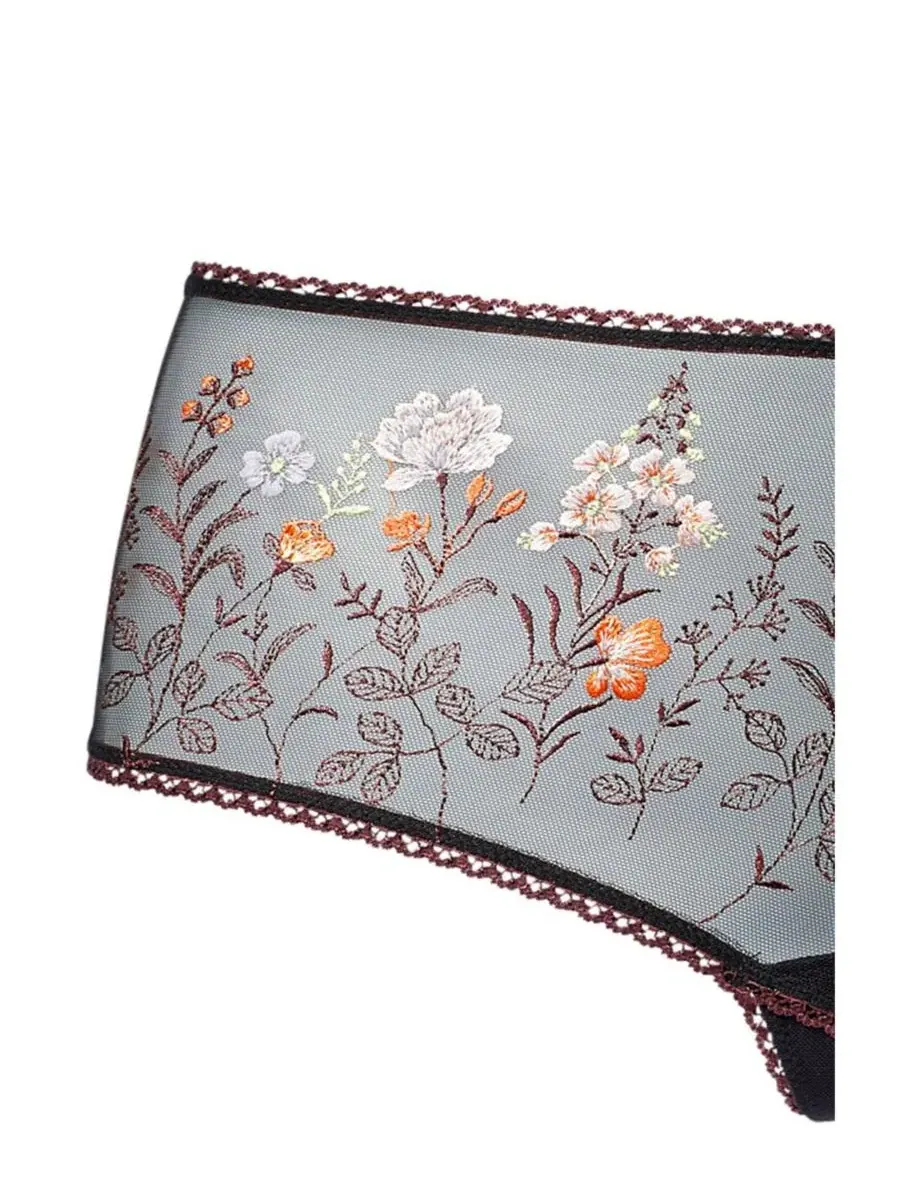Трусы бикини с кружевной отделкой и вышивкой, Sheer Embroidered Floral Cheeky Panty LASCANA — изображение 4 из 7