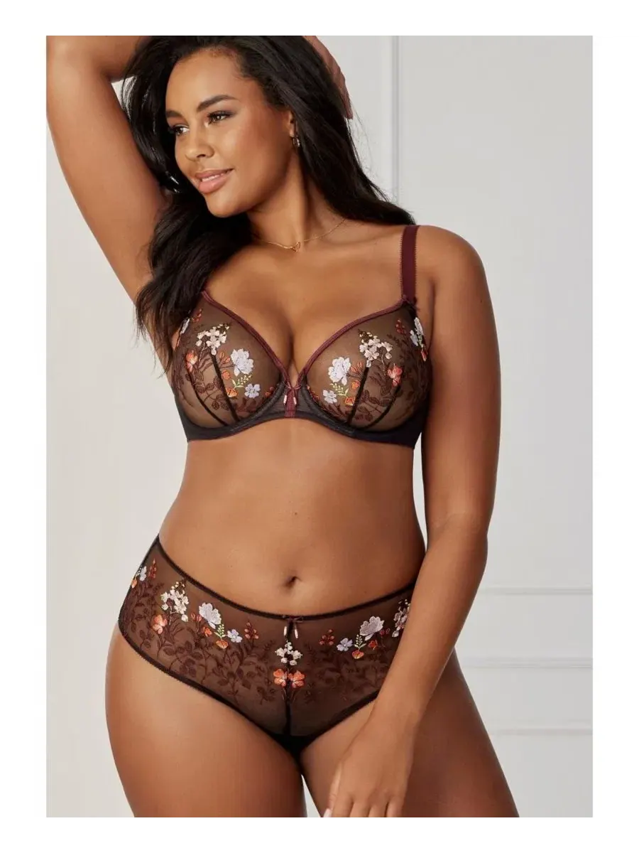 Трусы бикини с кружевной отделкой и вышивкой, Sheer Embroidered Floral Cheeky Panty LASCANA — изображение 5 из 7