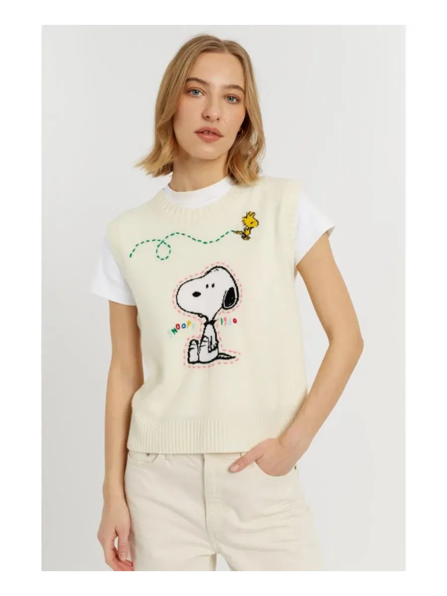 Топ с интарсией Snoopy и Woodstock Chinti & Parker — изображение 3 из 4, бежевый