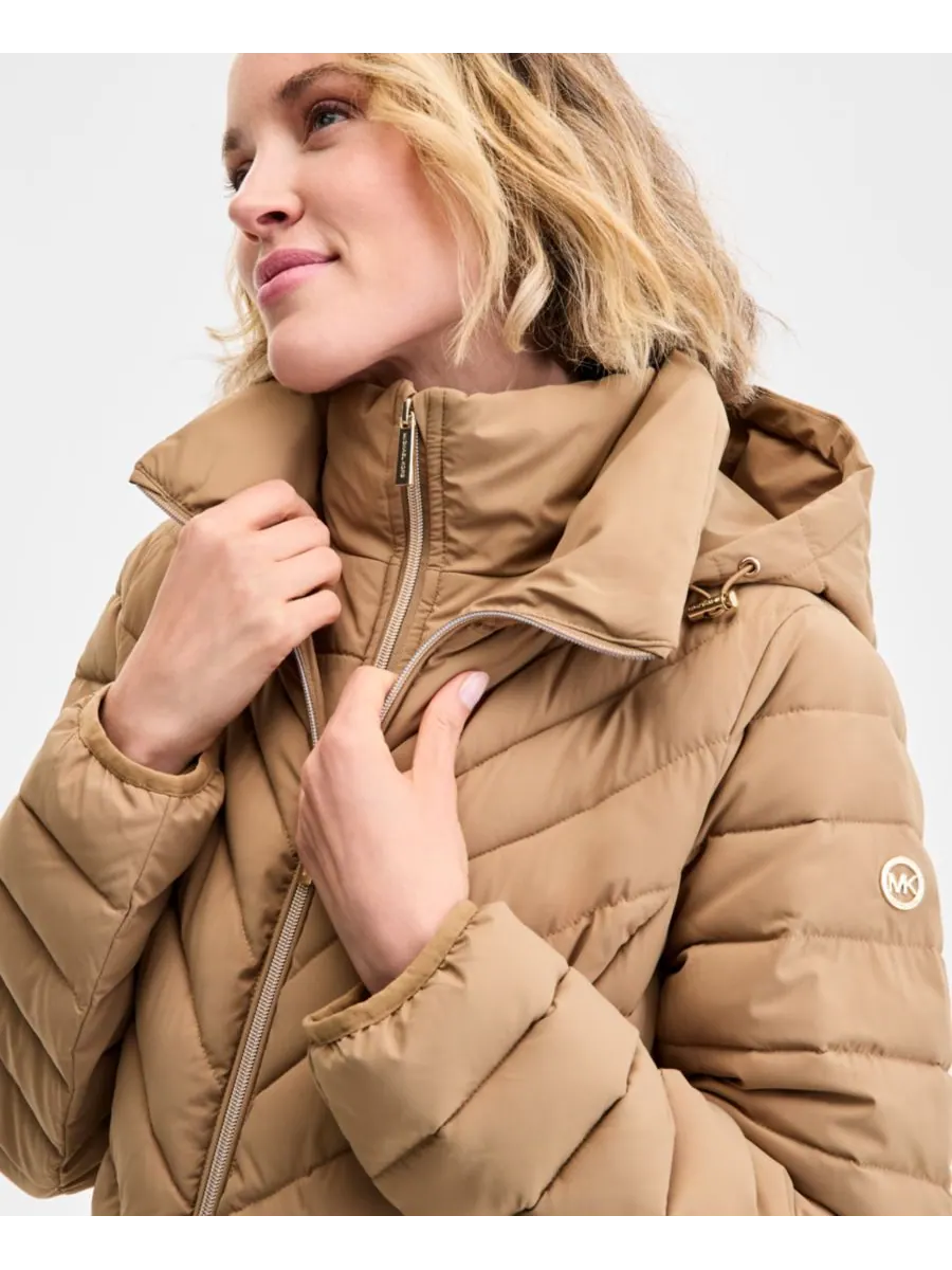Женская пуховая куртка с капюшоном, размеры PXXS-XXL Michael Kors — изображение 5 из 5, бежевый