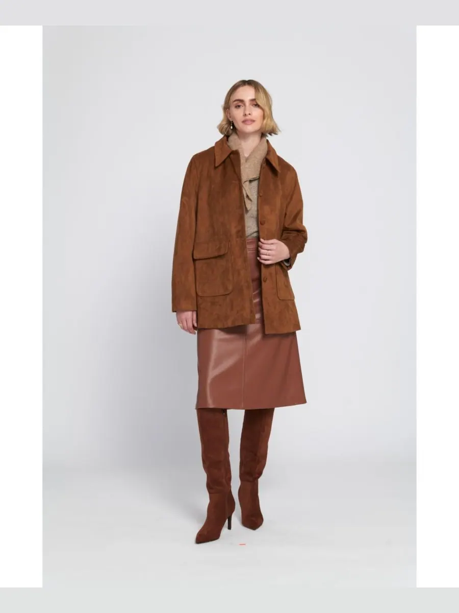 Женское пальто из искусственной замши в стиле "автомобильная куртка" ELLE Collection — изображение 2 из 3, нет цвета