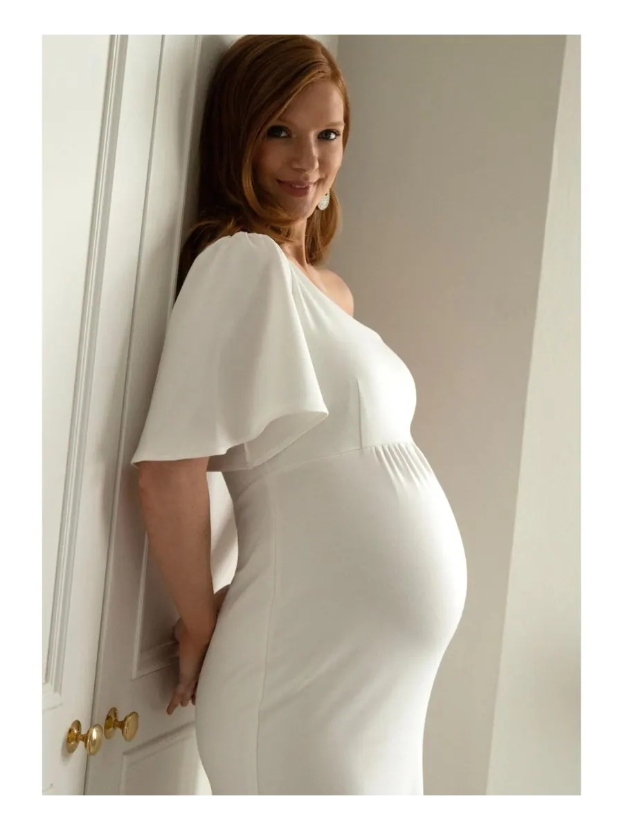 Женское платье Taylor на одно плечо Tiffany Rose Maternity — изображение 6 из 8, белый