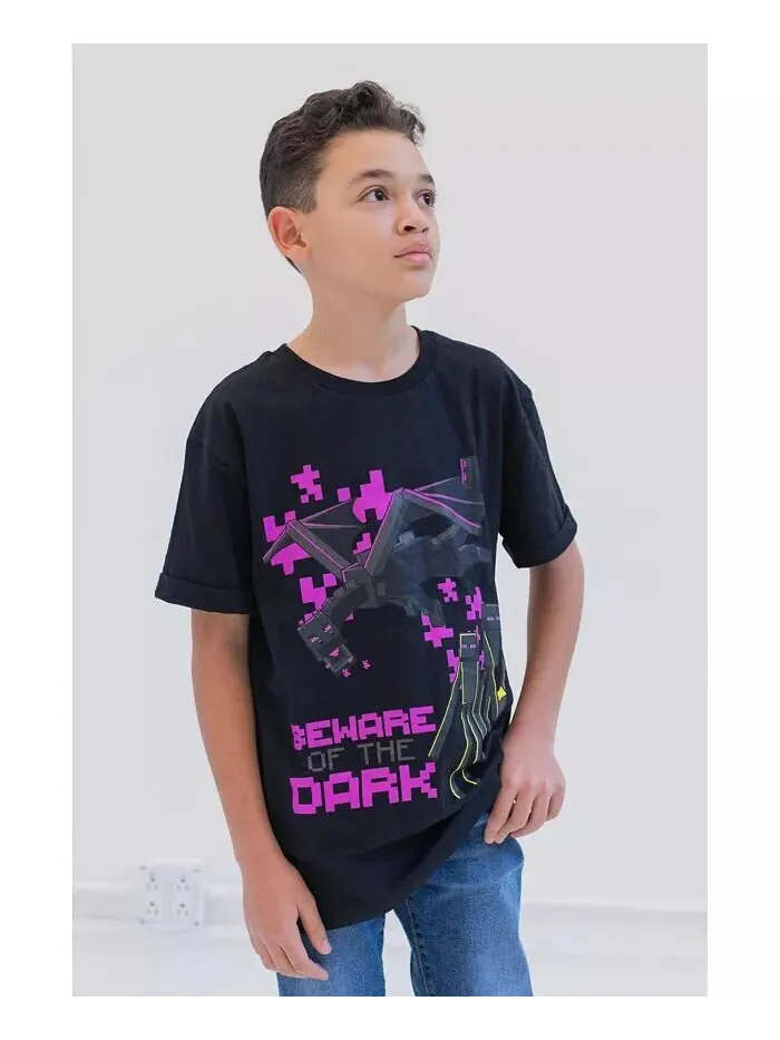 Комплект из 3 футболок Boys Mobs Skeleton Enderman Minecraft — изображение 6 из 8, зеленый/черный/серый