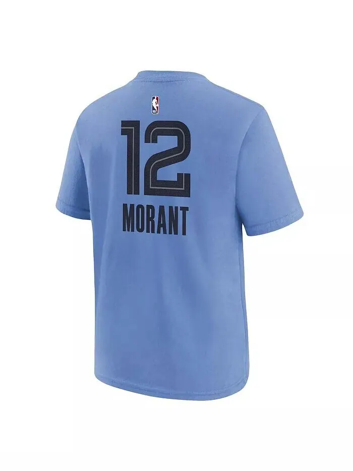 Голубая футболка Big Boys Ja Morant Memphis Grizzlies Statement Edition с именем и номером игрока — изображение 2 из 3