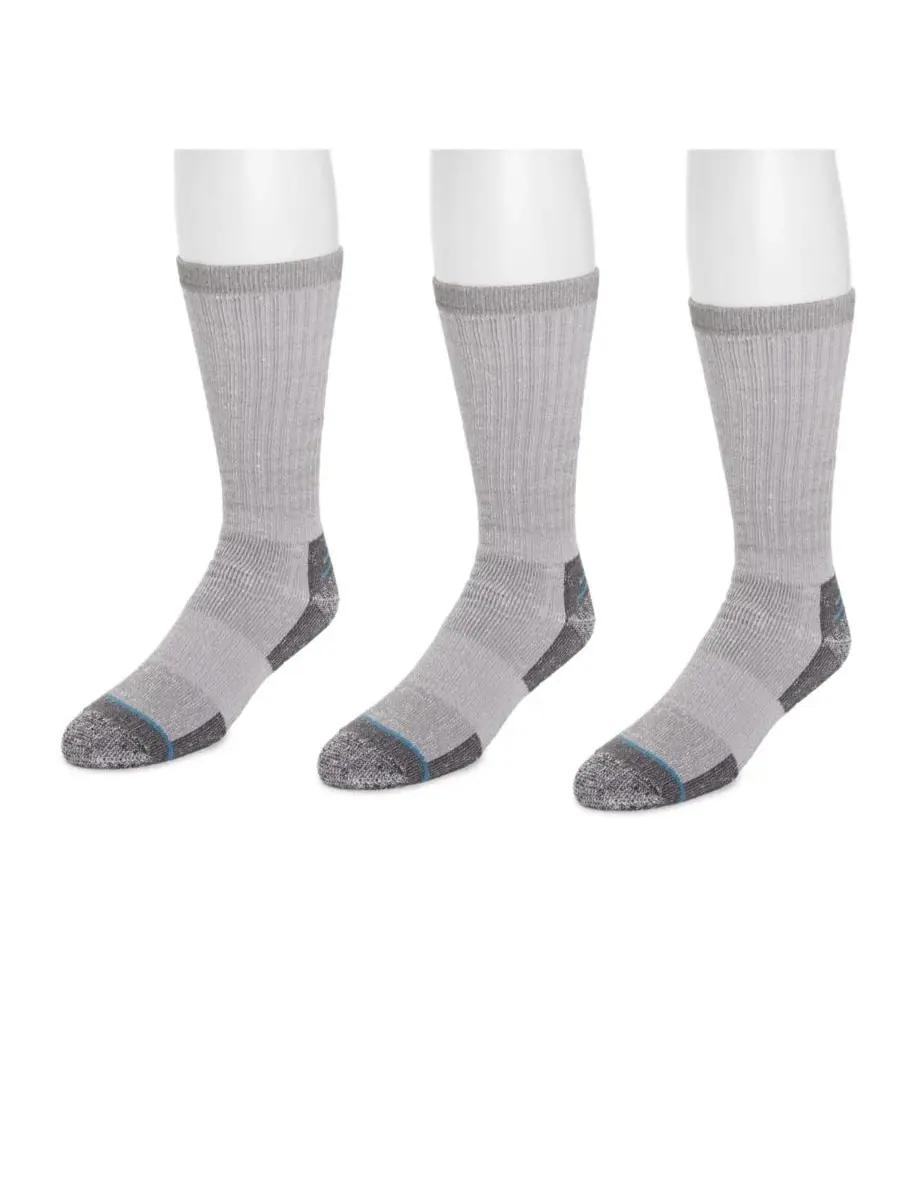 Мужские рабочие хлопковые носки Ruff & Tuff, упаковка из 3 пар MUK LUKS — изображение 2 из 3, серый