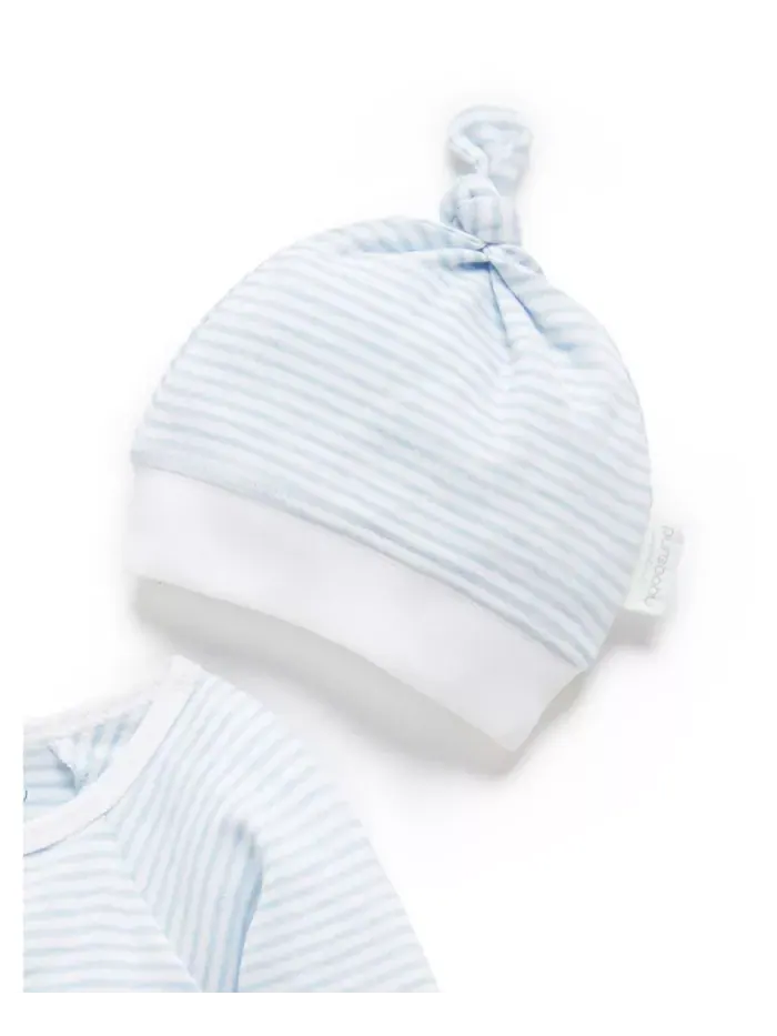 Комплект комбинезона с молнией и шапочки для мальчиков Baby Purebaby — изображение 3 из 4, бледный синий
