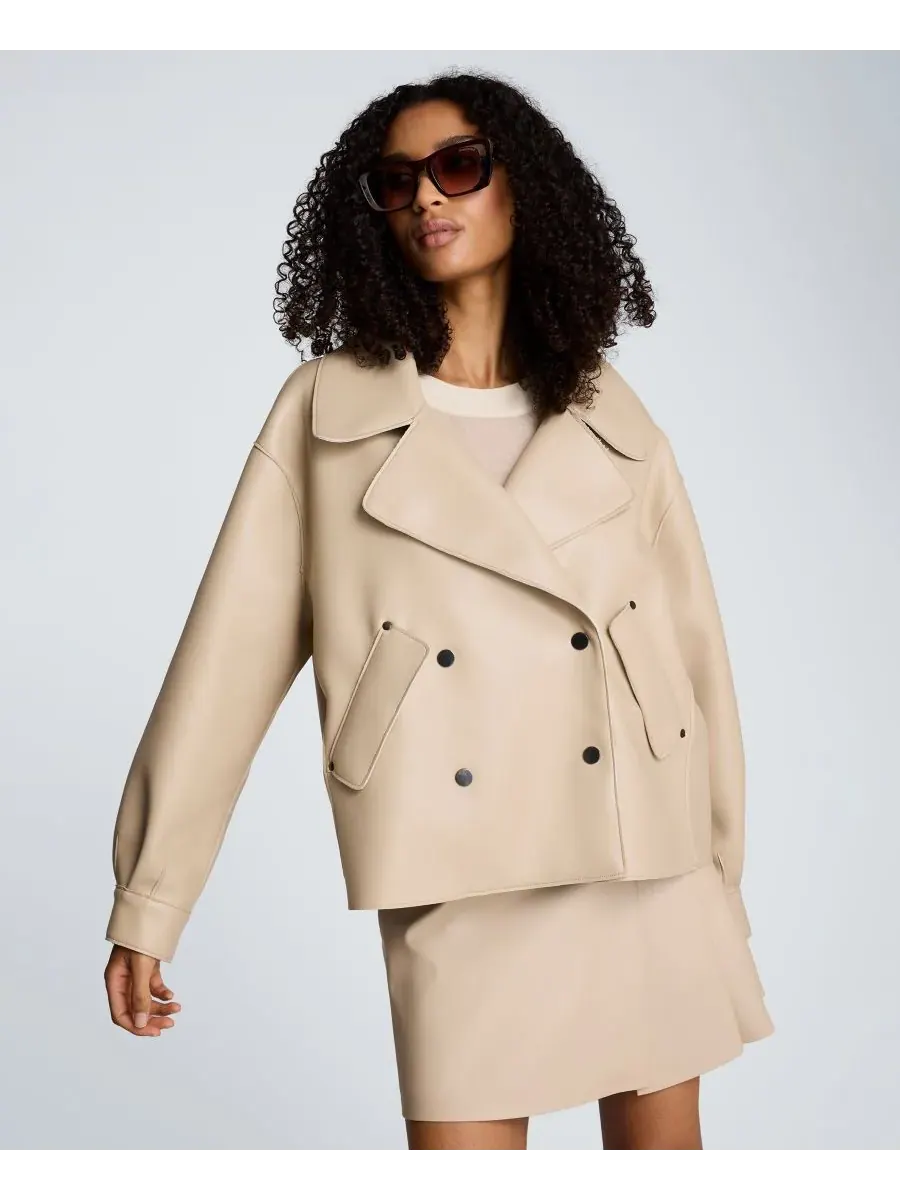 Женский короткий тренч с воротником-стойкой Kenneth Cole — изображение 2 из 5, мешковиновый