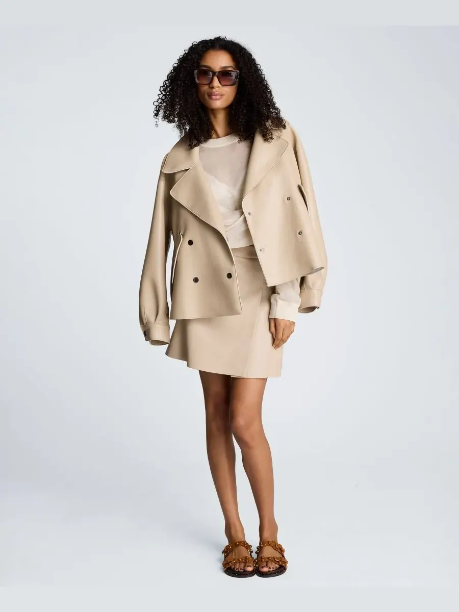 Женский короткий тренч с воротником-стойкой Kenneth Cole — изображение 3 из 5, мешковиновый