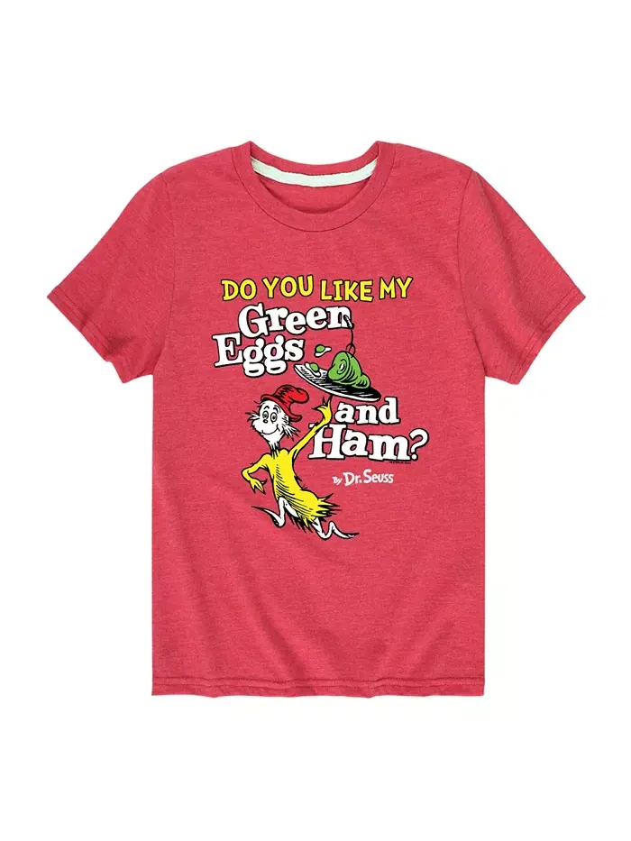 Футболка с принтом "Green Eggs Ham" для мальчиков старшего возраста Dr. Seuss — красный