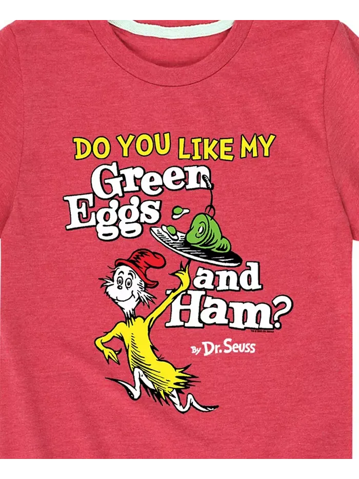 Футболка с принтом "Green Eggs Ham" для мальчиков старшего возраста Dr. Seuss — изображение 3 из 3, красный