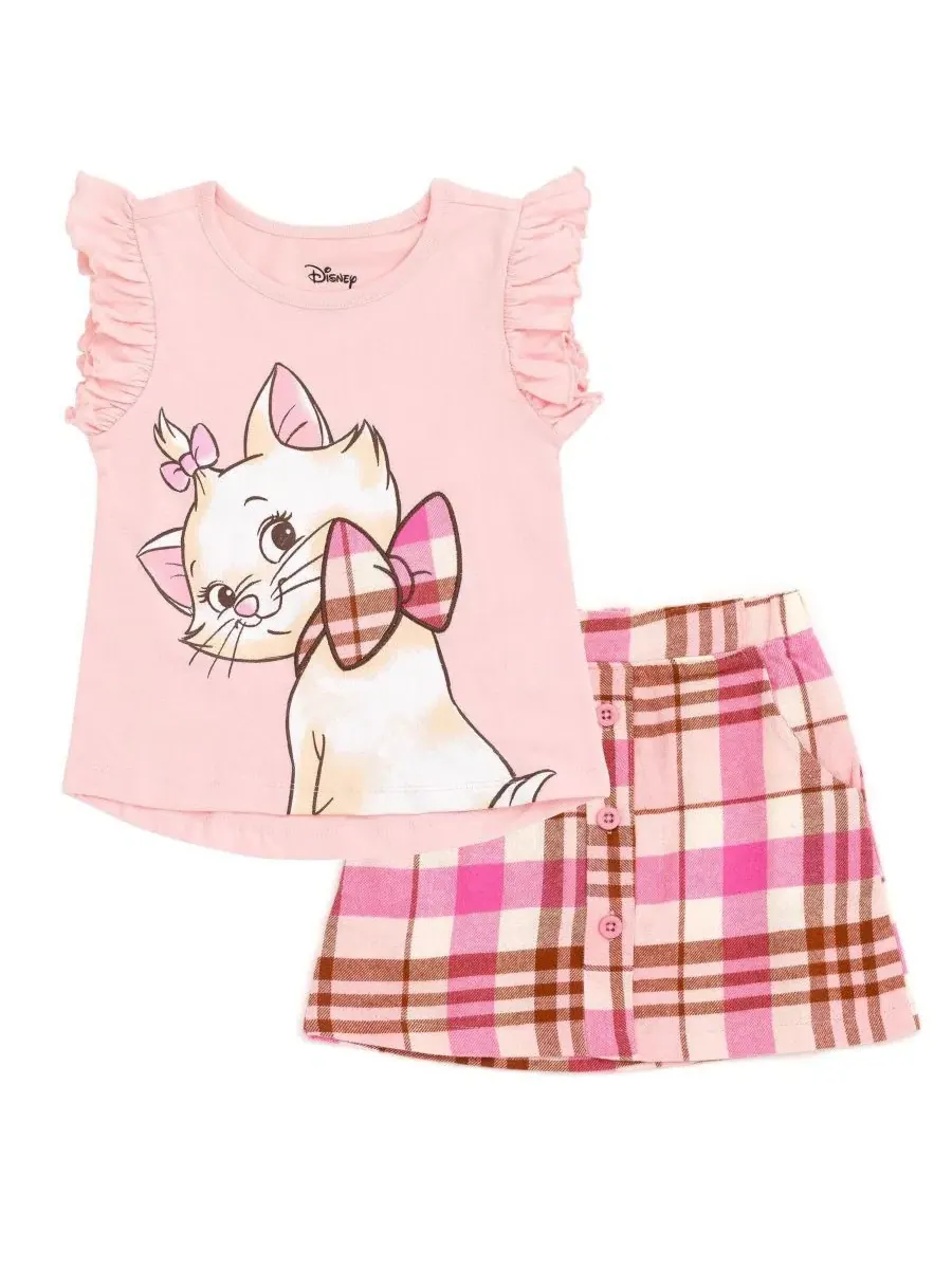 Комплект: футболка и юбка в клетку The Aristocats — розовый