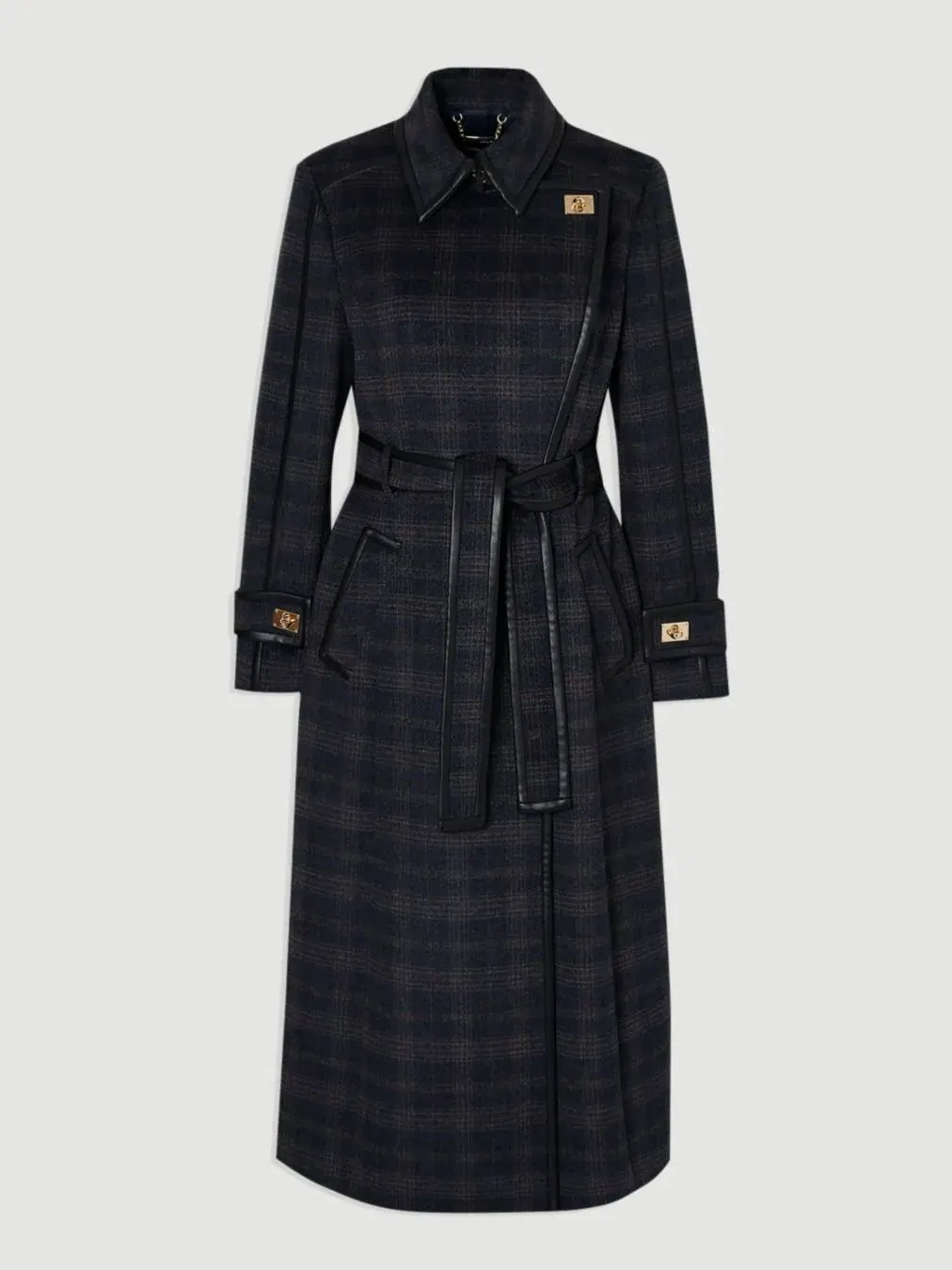 Женское двубортное пальто миди с поясом Karen Millen — изображение 7 из 7, серый