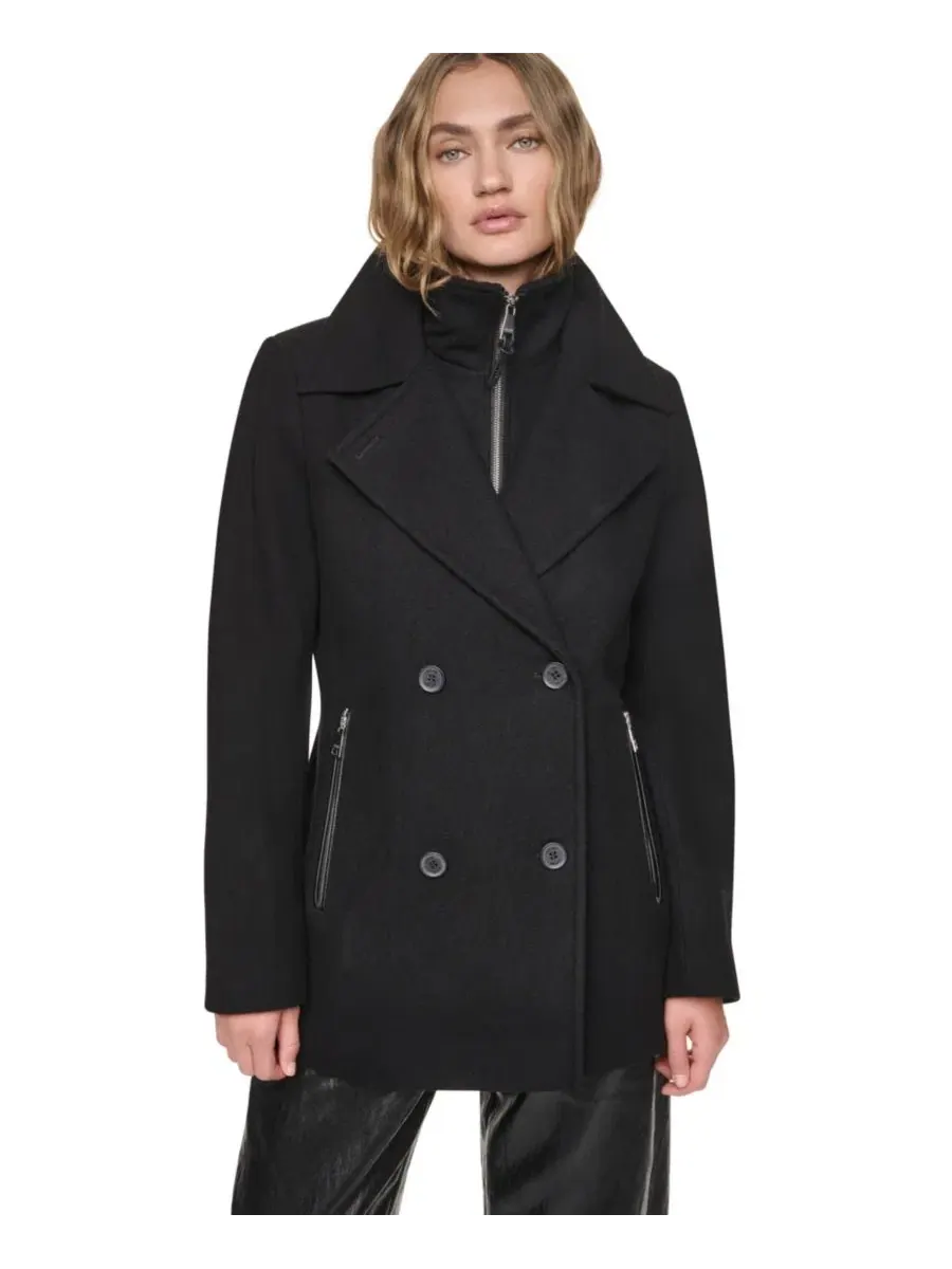 Пальто-дабл-брест из шерстяной смеси с длинным рукавом DKNY