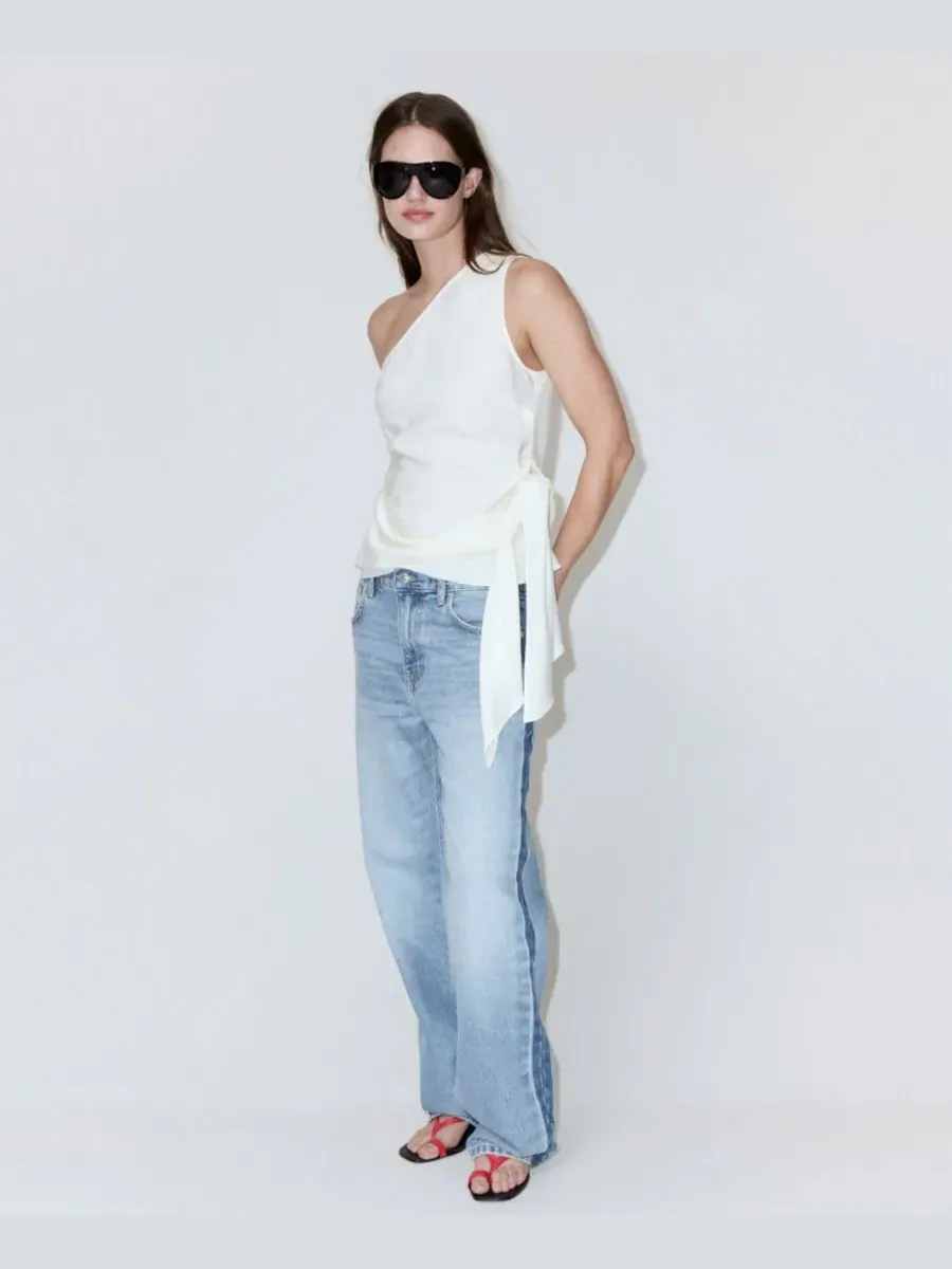 Джинсы прямого кроя с низкой посадкой, модель Low-Rise Straight MANGO — изображение 2 из 8, светлый синий