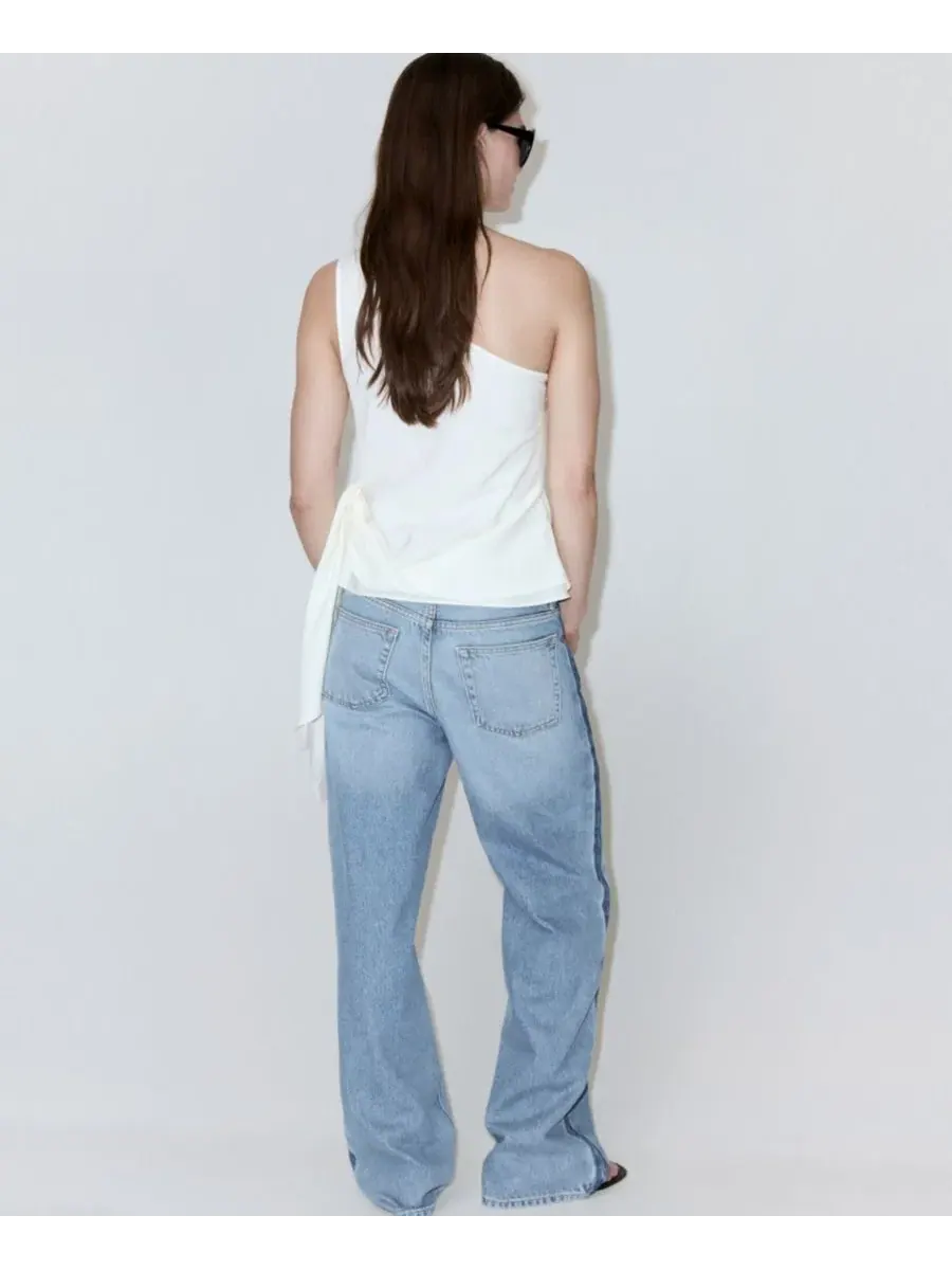 Джинсы прямого кроя с низкой посадкой, модель Low-Rise Straight MANGO — изображение 3 из 8, светлый синий