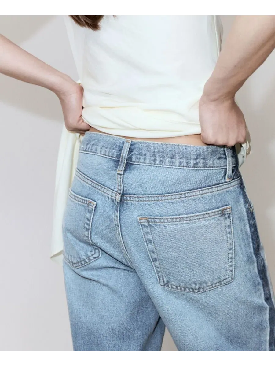 Джинсы прямого кроя с низкой посадкой, модель Low-Rise Straight MANGO — изображение 6 из 8, светлый синий