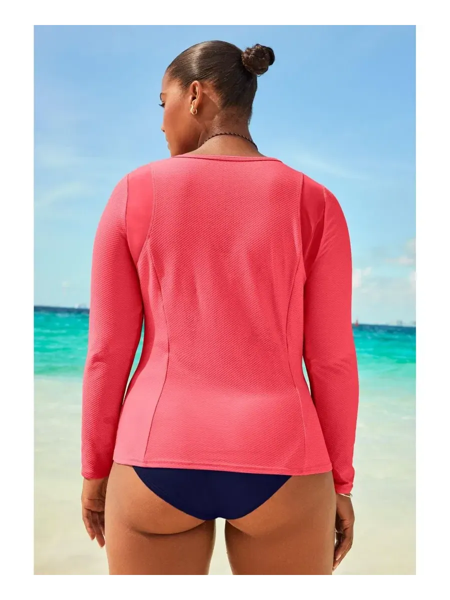 Рашгард с длинным рукавом, с молнией, с защитой UPF 50 Swimsuits for All — изображение 2 из 3, оранжевый