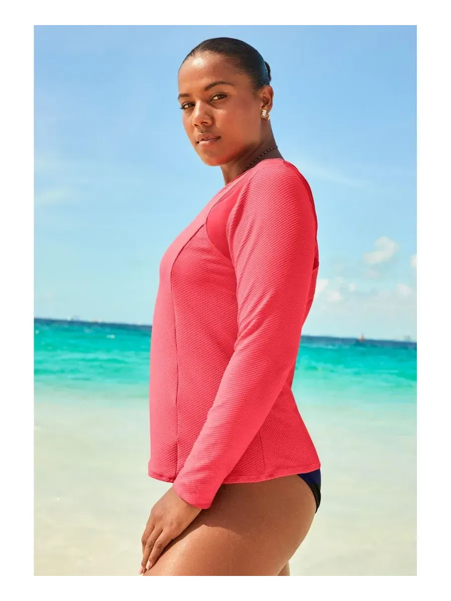Рашгард с длинным рукавом, с молнией, с защитой UPF 50 Swimsuits for All — изображение 3 из 3, оранжевый