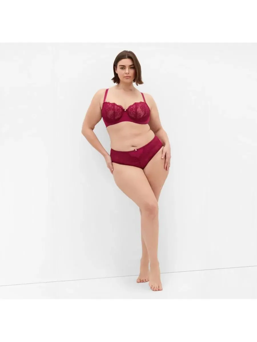 Трусы бикини с высокой посадкой Poppy Hi Waist Cheeky Brief CITY CHIC — изображение 5 из 5, красный