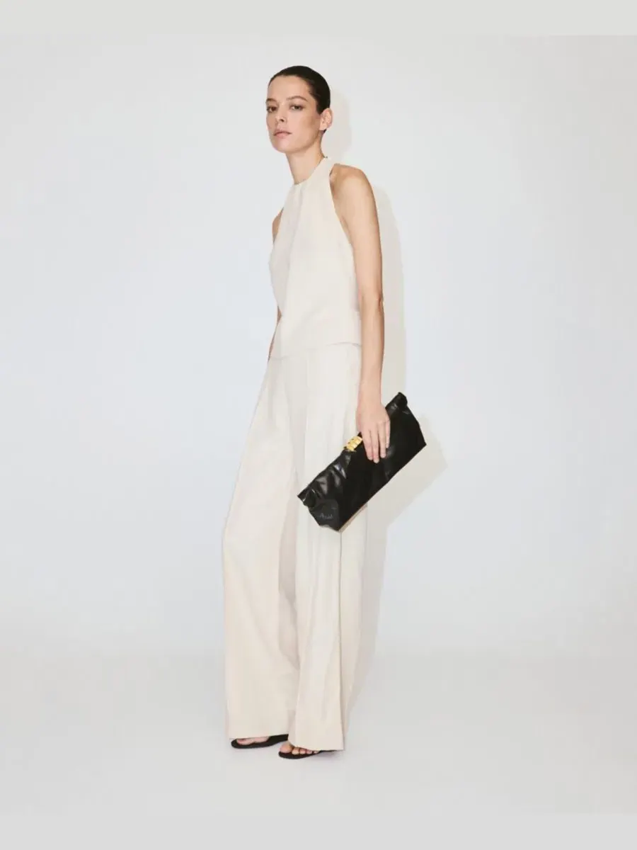 Комбинезон с открытой спиной и широкими штанинами, модель Combined Halter Open-Back Wide-Leg MANGO
