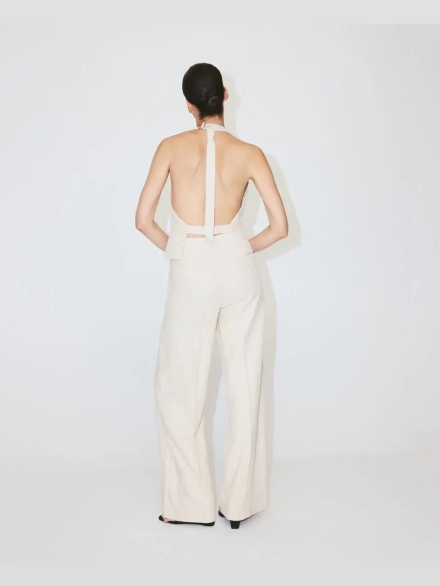 Комбинезон с открытой спиной и широкими штанинами, модель Combined Halter Open-Back Wide-Leg MANGO — изображение 2 из 7