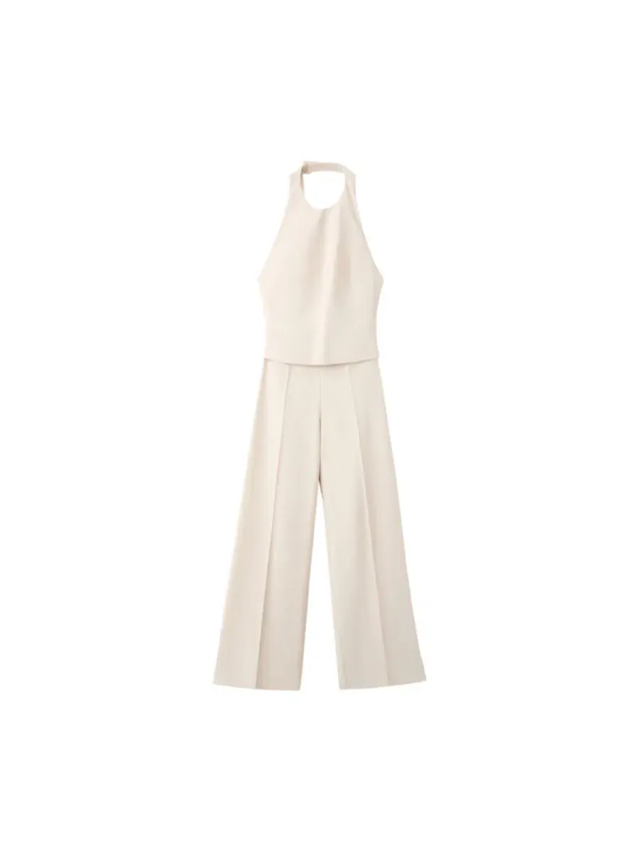 Комбинезон с открытой спиной и широкими штанинами, модель Combined Halter Open-Back Wide-Leg MANGO — изображение 6 из 7