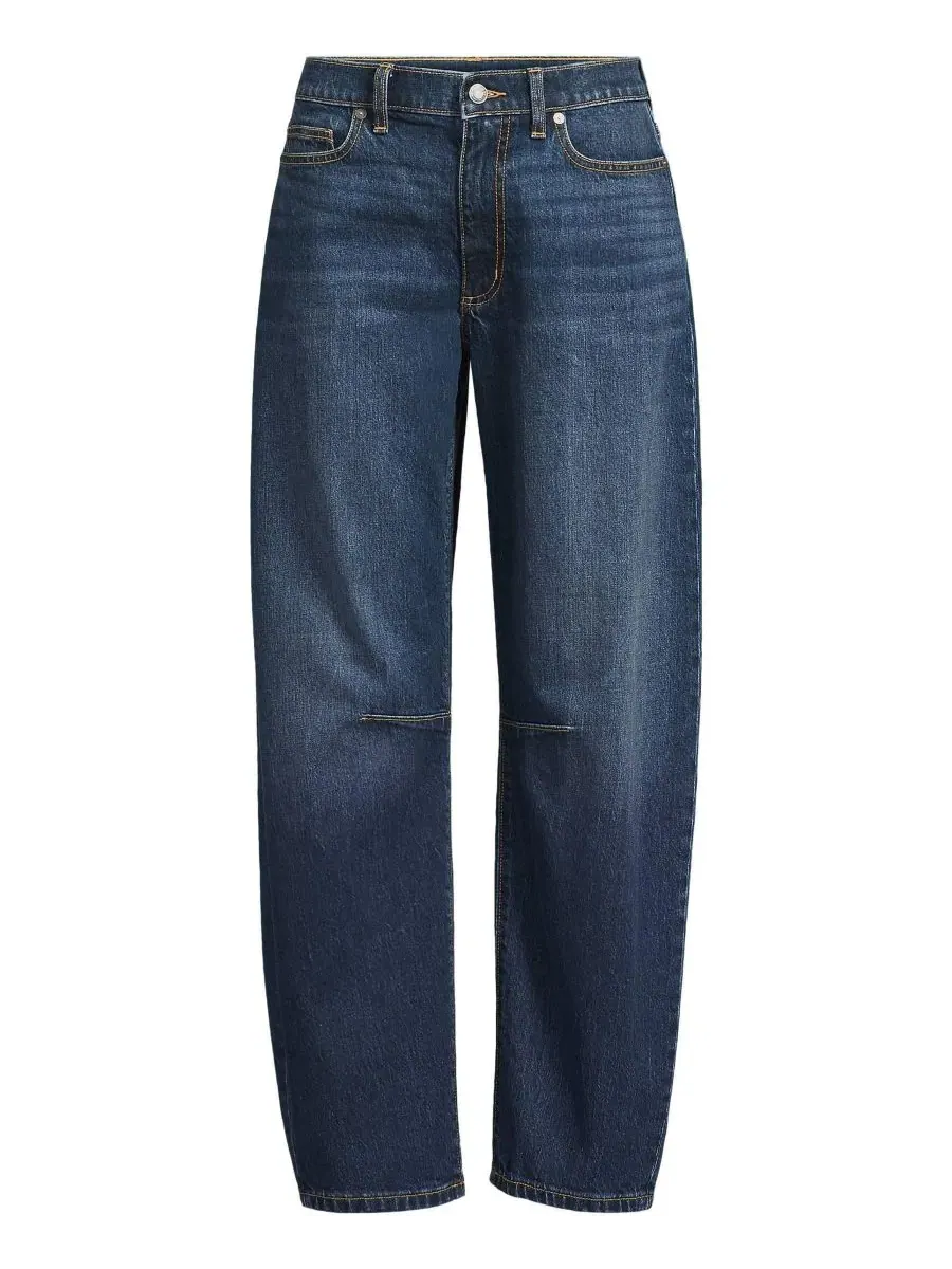 Джинсы-бананы с заниженной талией Petite Soft Denim Mid Rise Relaxed Barrel Leg Ankle Jeans Lands' — изображение 2 из 4