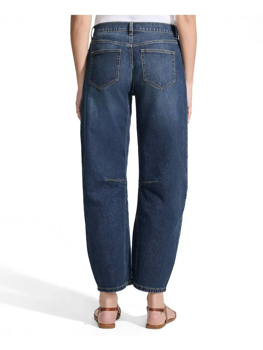 Джинсы-бананы с заниженной талией Petite Soft Denim Mid Rise Relaxed Barrel Leg Ankle Jeans Lands' — изображение 4 из 4