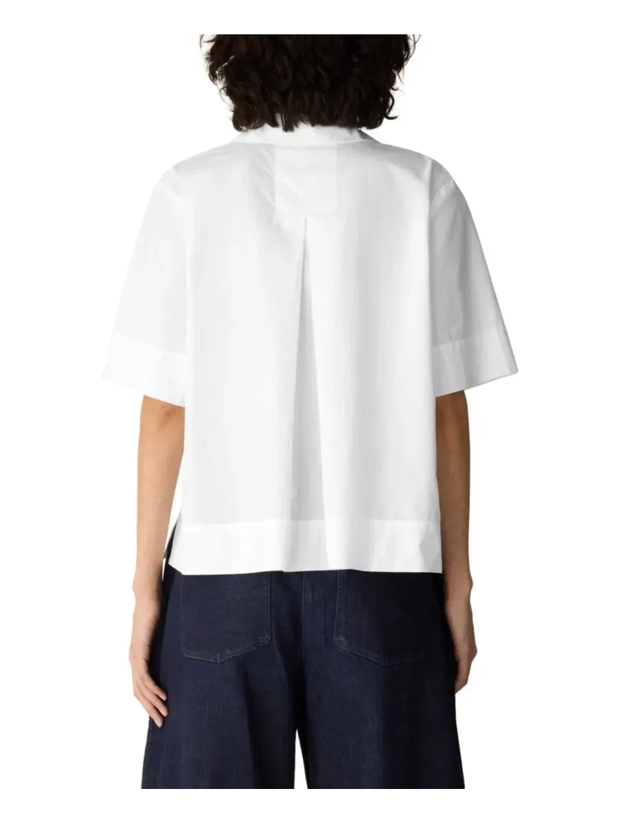 Блуза с разрезом и коротким рукавом, модель Split Neck Eileen Fisher — изображение 4 из 4, белый