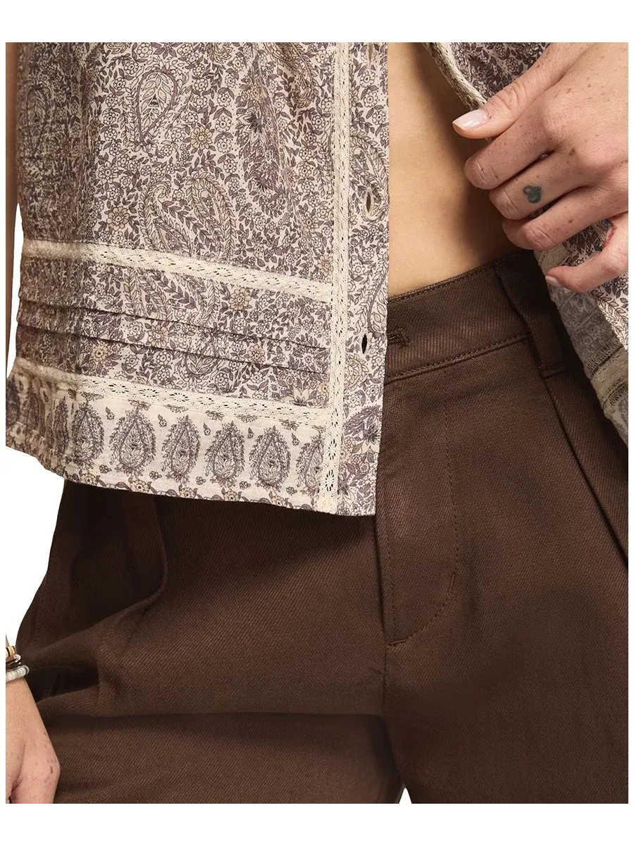 Блуза-крестьянка с кружевной отделкой, модель Cap Sleeve Lace Peasant Top Lucky Brand — изображение 7 из 7, бежевый