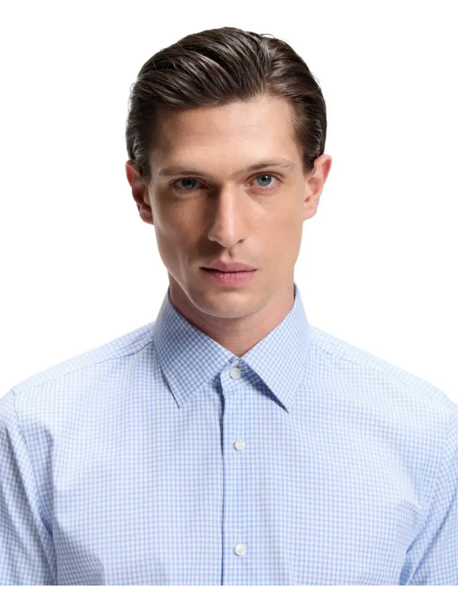 Рубашка с принтом в клетку, с длинным рукавом Hugo Boss — изображение 3 из 5, синий