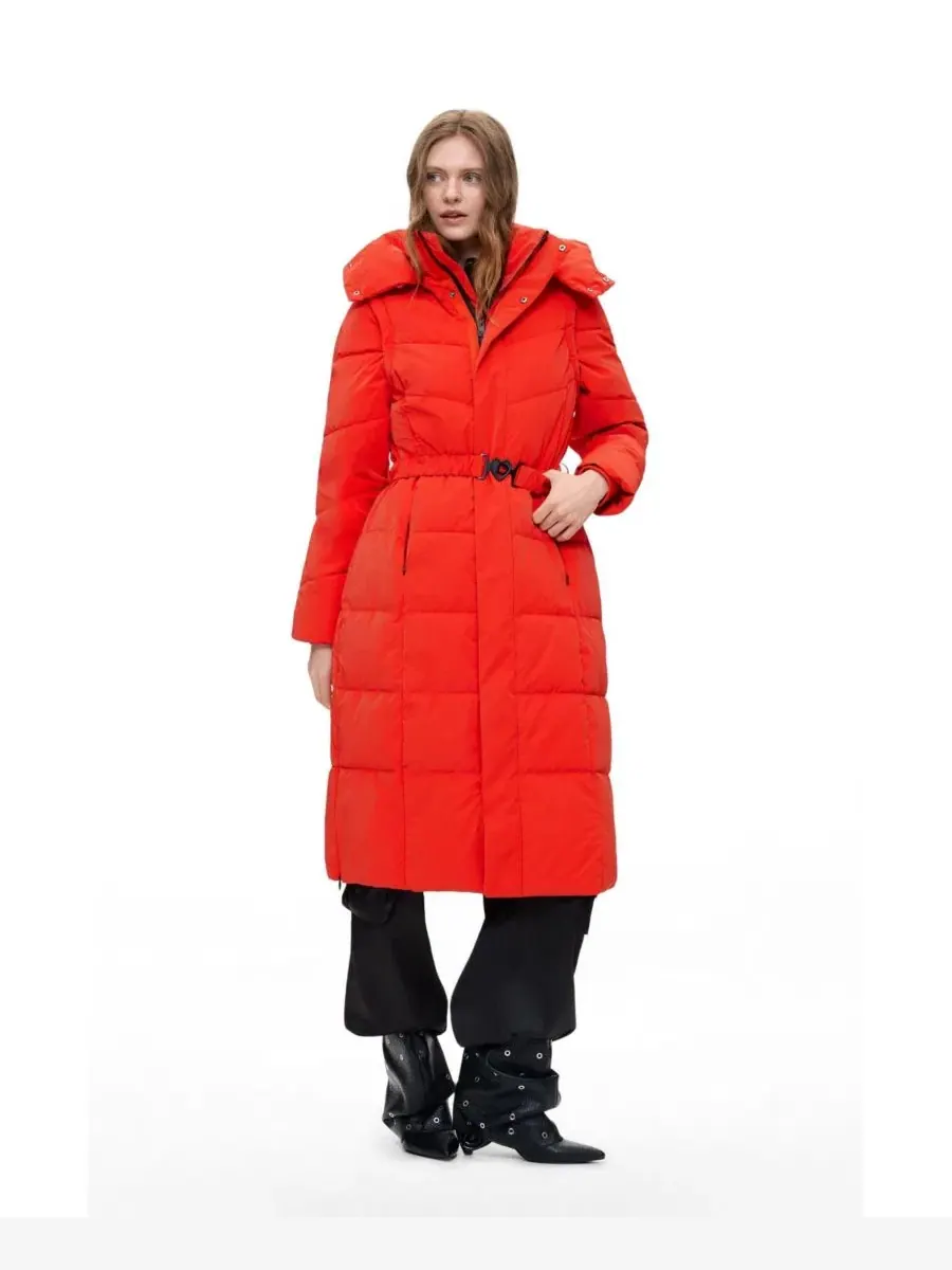 Женское длинное стеганое пальто с капюшоном Desigual