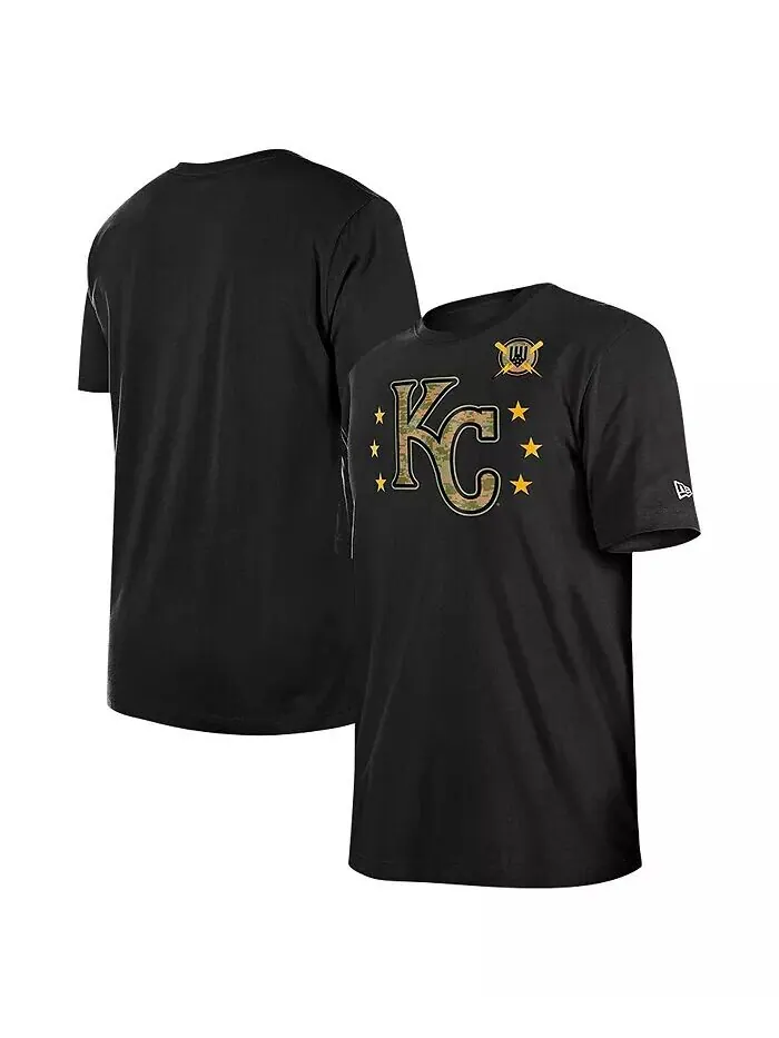 Мужская черная футболка Kansas City Royals 2024-Armed Forces Day New Era