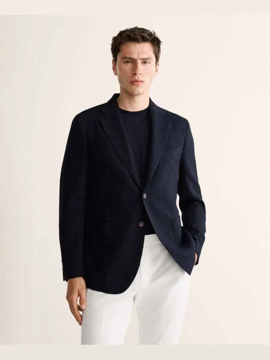 Мужской пиджак Slim Fit из шерсти MANGO