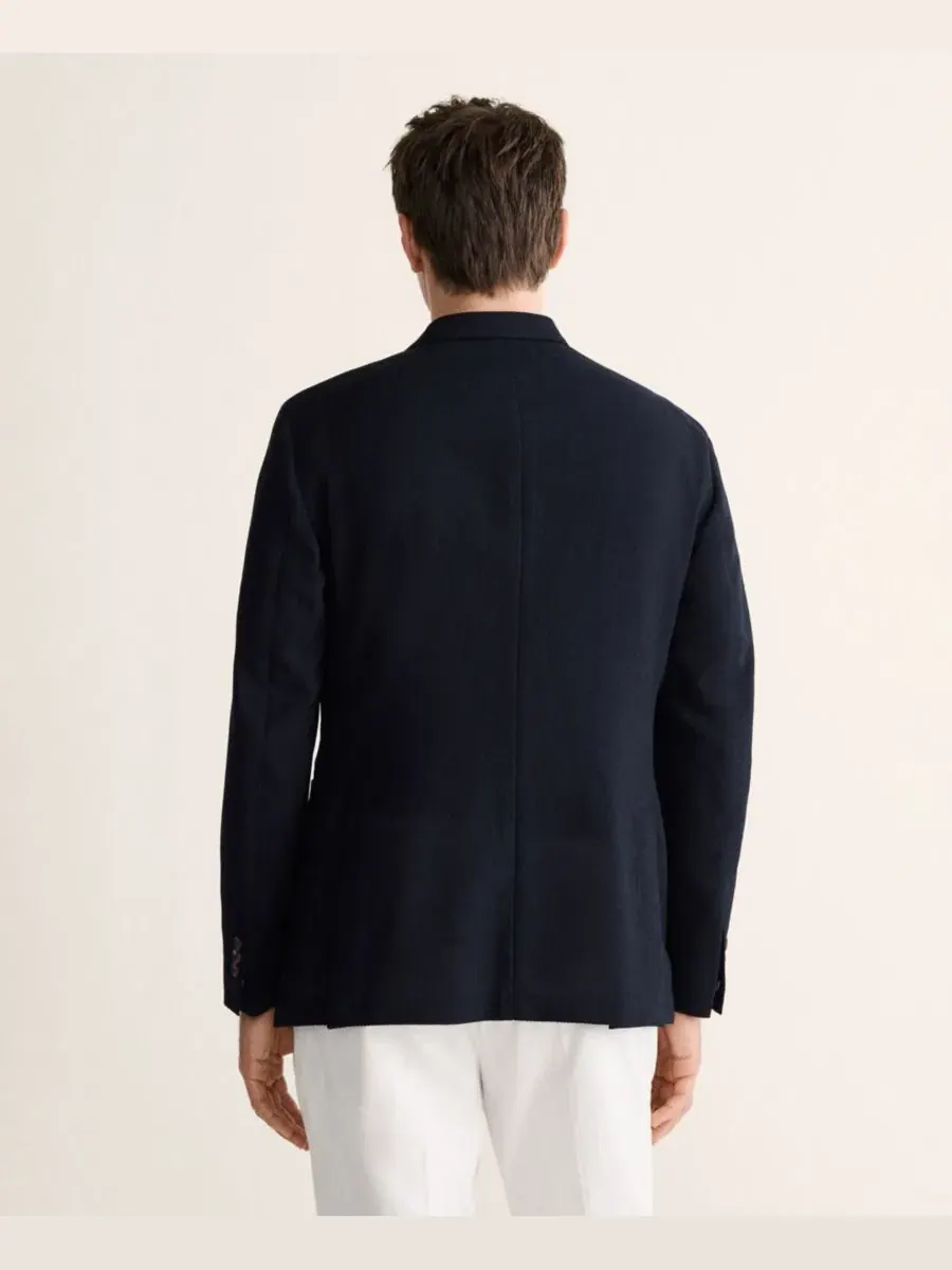 Мужской пиджак Slim Fit из шерсти MANGO — изображение 3 из 8, темно-синий