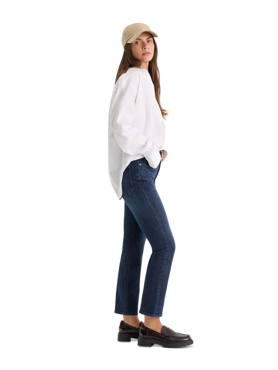 Джинсы прямого кроя Petite Mid-Rise Straight Ankle Good American — изображение 3 из 5, синий